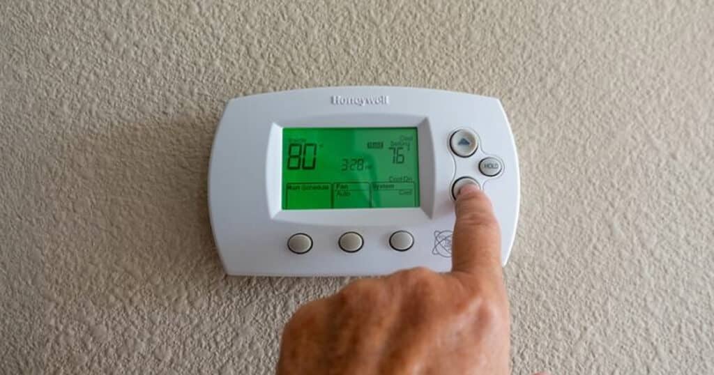 Honeywell thermostat on wall