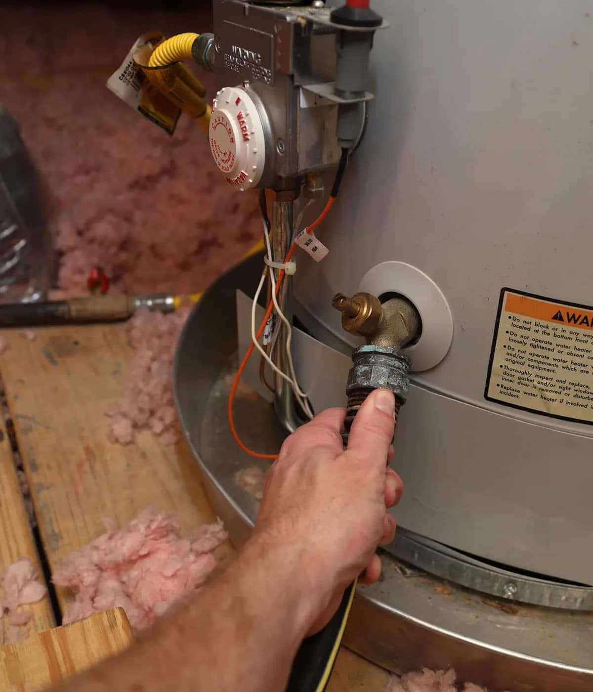 draining water heater with hose